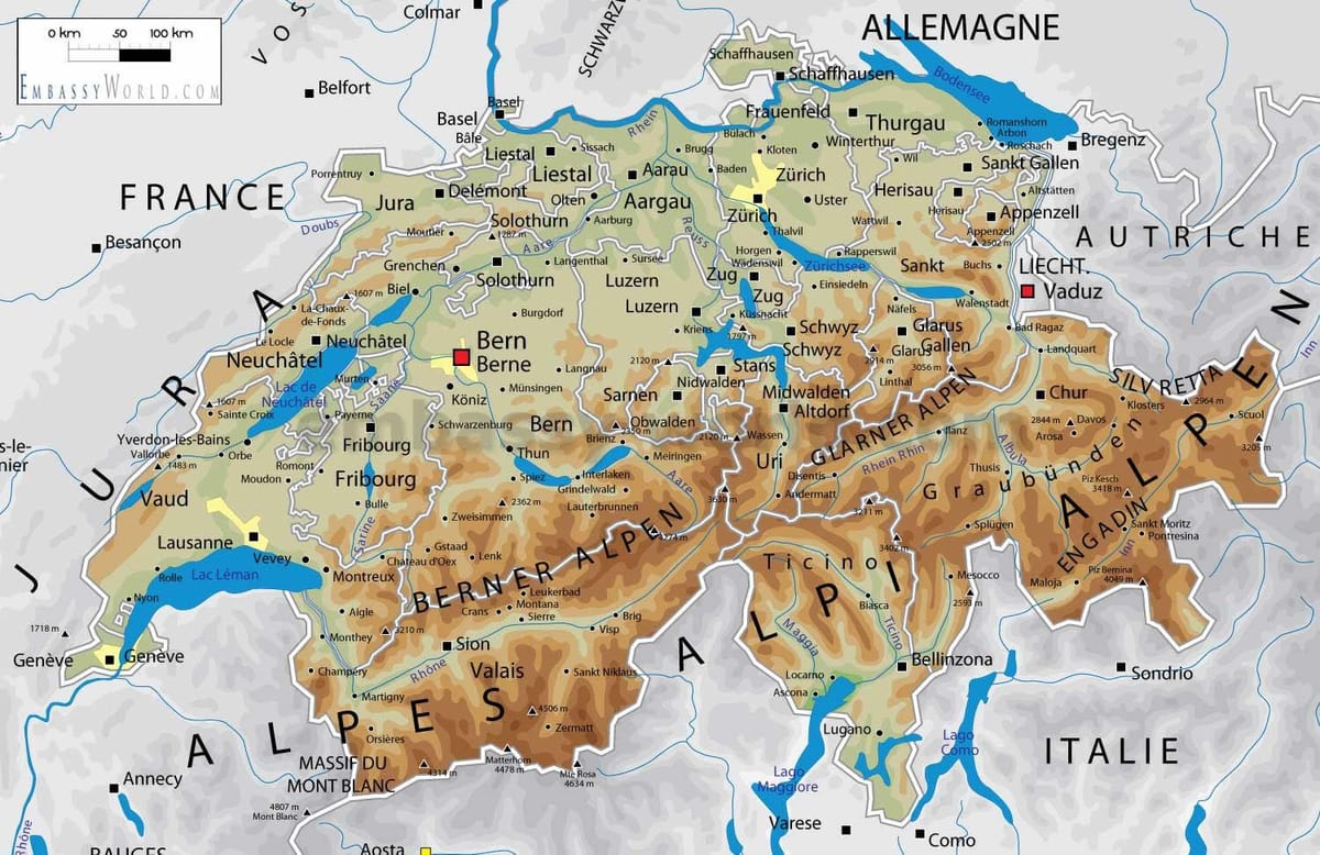 İsviçre coğrafya haritası
