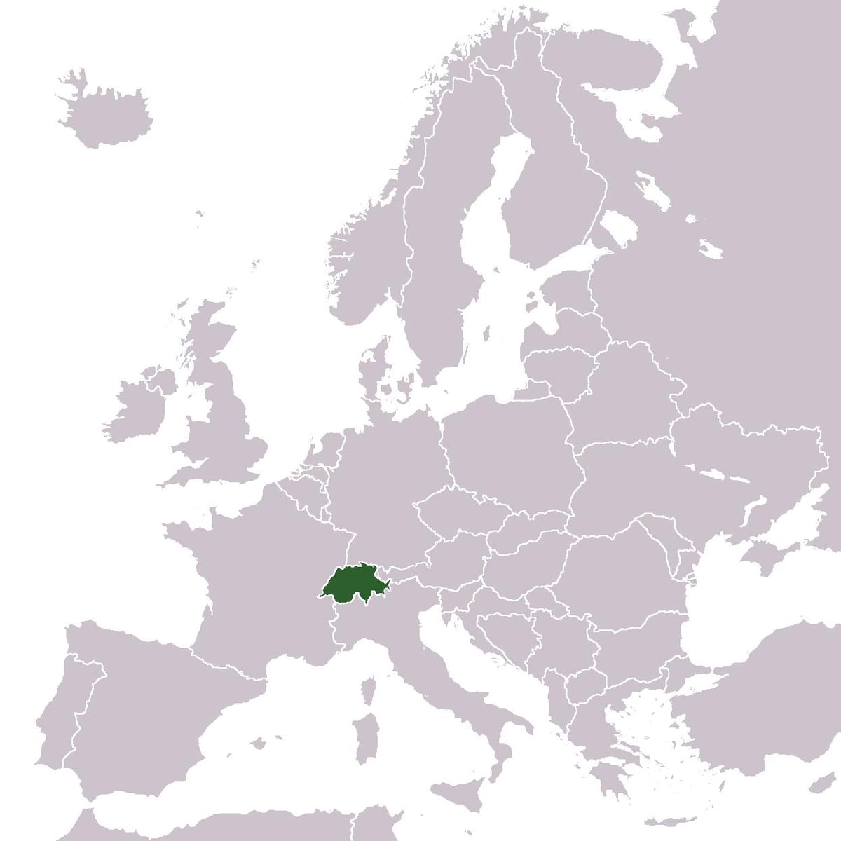 Avrupa haritasında İsviçre konumu