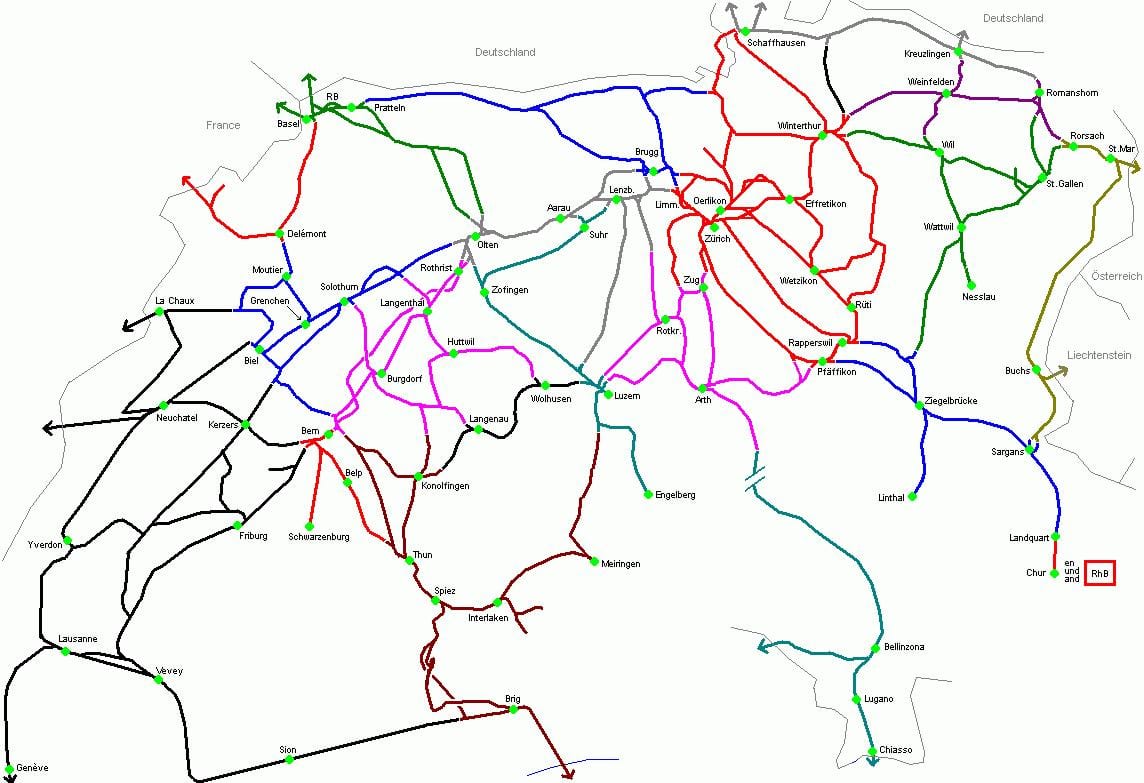 İsviçre tren istasyonu haritası
