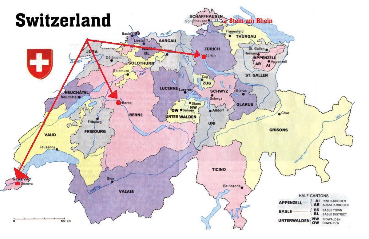 Cenevre İsviçre harita Avrupa