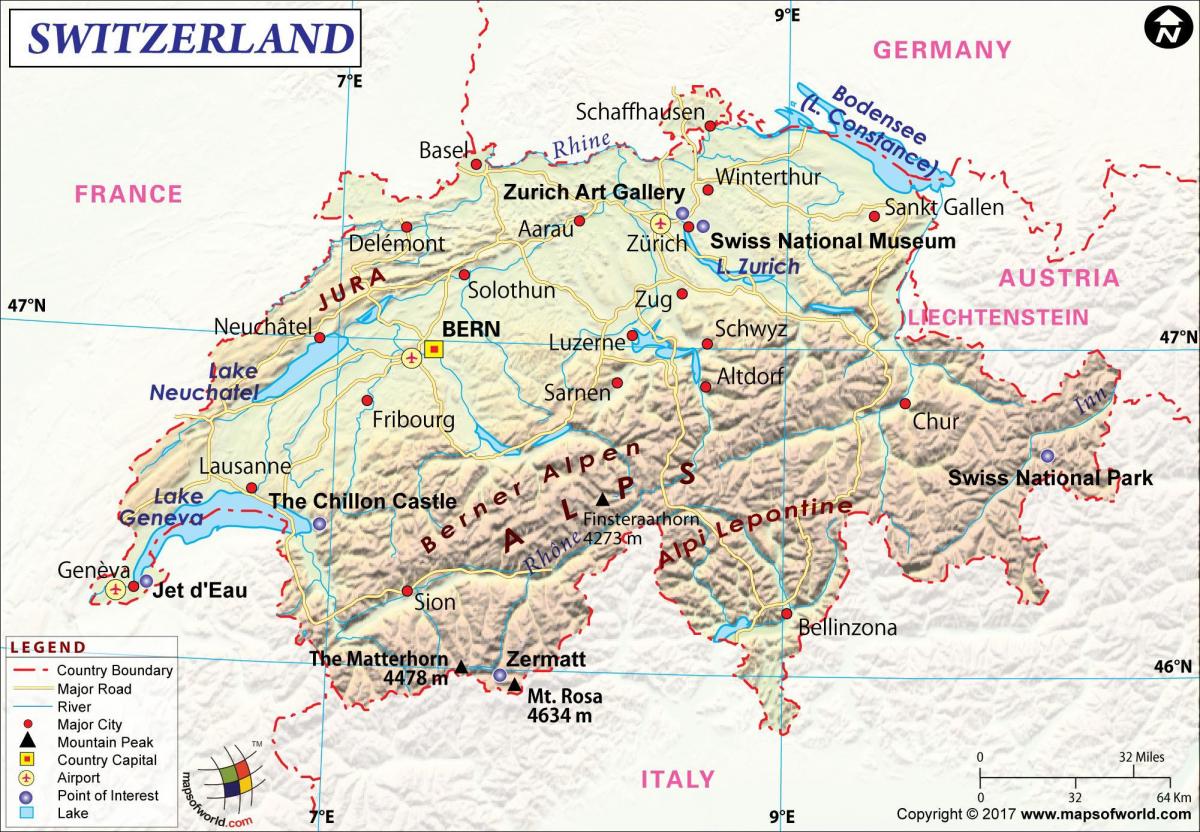 İsviçre havaalanları haritası 