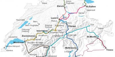 İsviçre tren güzergah haritası
